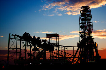 Amusement park at dusk