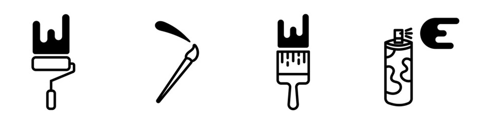 Conjunto de iconos de herramientas para pintar. Pincel, brocha, spray, pintura. Ilustración vectorial © Frank