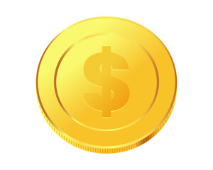 Golden money. Rotating gold coin.