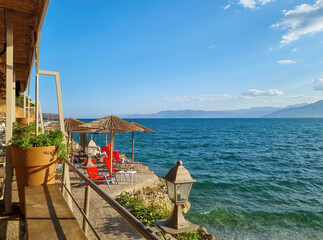 Coastline by the sea of Nafplio town in Greece