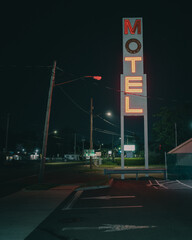 Shoreline Motel sign at night, Milford, Connecticut