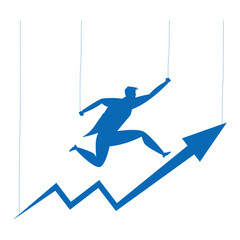 businessman running in arrow silhouette