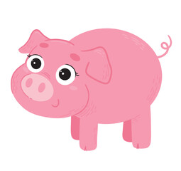 Obraz na płótnie Canvas Cute little pig in cartoon style. Farm Animal