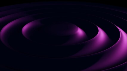 Purple geometric rings, circles in dark space. Background in space style. 3d rendering.