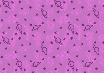Cartoon seamless stars and planets pattern for wrapping paper and kids clothes print and fabrics and linens