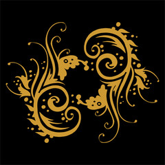 Batik patterned background vector design. root and golden color