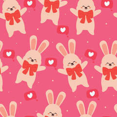 seamless pattern cartoon bunny in pink background. for textile, gift wrap paper