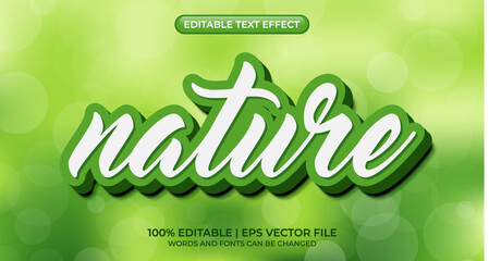 Nature green editable text effect. Editable text style effect. Nature text style theme. Vector illustration