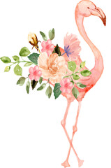 pink flamingo with flower