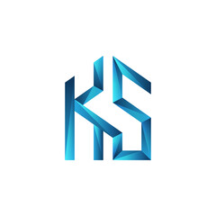 initial two letter ks house real estate logo vector