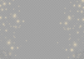 Fine, shiny dust bokeh particles fall off slightly. Blur sparks and golden stars sparkle shine with special light. Blurred lights isolated on transparent background. Christmas concept. Vector