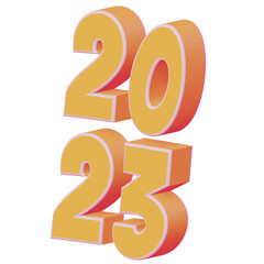 New year 2023 with 3d numbers tranparent baground