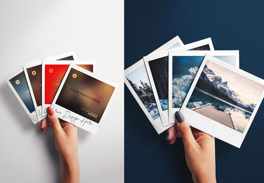 Hand Holding Fan of Four Instant Photos