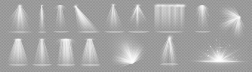 Spark spotlight white, light effect, glowing ray 