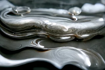 Tuinposter Close-up of liquid silver metal © eyetronic