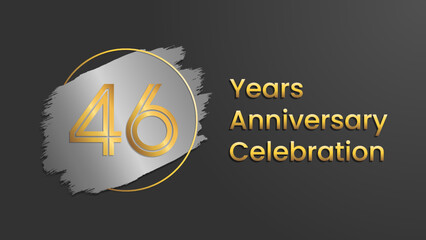 46 Years Anniversary Celebration, Perfect template design for anniversary celebration with gold color for booklet, leaflet, magazine, brochure poster, web, invitation or greeting card. Vector template