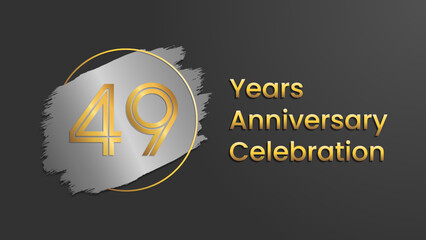 Fototapeta premium 49 Years Anniversary Celebration, Perfect template design for anniversary celebration with gold color for booklet, leaflet, magazine, brochure poster, web, invitation or greeting card. Vector template