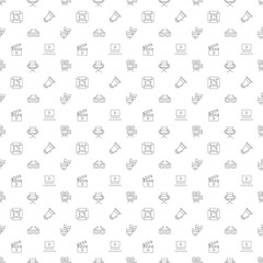 Vector seamless pattern of movie and cinema production is made of line icons. Perfect for web sites, wraps, wallpapers, postcards