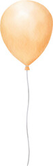 Orange balloon. Hand drawn painted watercolor illustration.