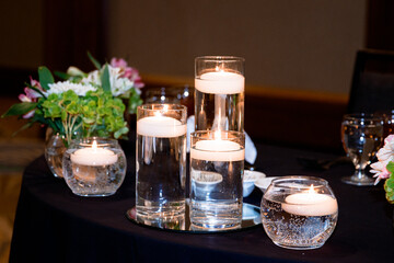 bride and groom reception table