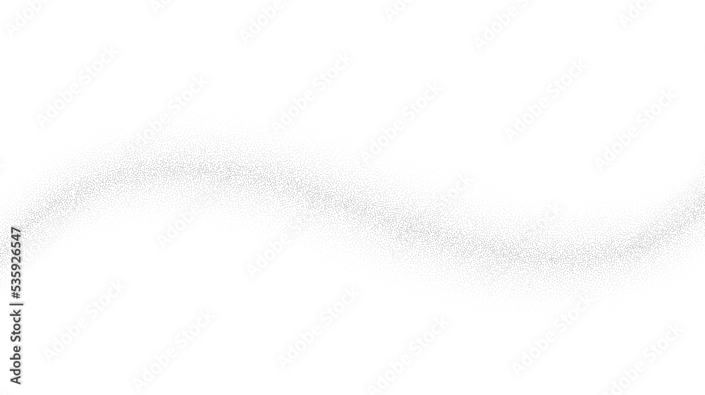Aufkleber Grain wave background. Black stipple curve line. Abstract wavy noise dotted shape wallpaper. Dotwork gradient pattern. Stochastic vector