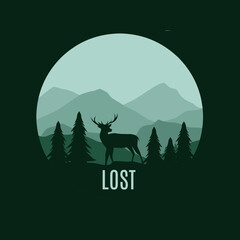 illustration vector of deer lost in forest perfect for print,etc.
