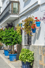 Narrow streets in the center of Estepona, typical Andalusian town in southern Spain