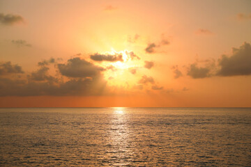 Picturesque view of beautiful sky over sea at sunset