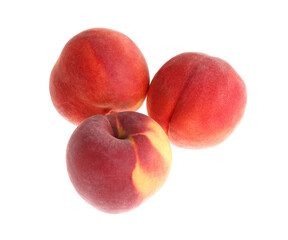Delicious ripe juicy peaches isolated on white