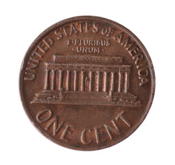 American coin isolated on white, top view