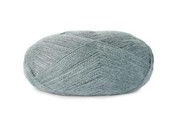 Soft grey woolen yarn isolated on white