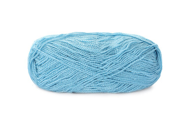 Soft light blue woolen yarn isolated on white