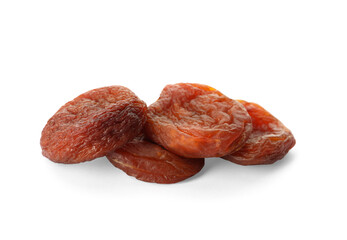 Tasty dried apricots isolated on white. Healthy snack