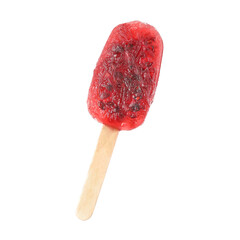 Delicious blackberry ice pop isolated on white. Fruit popsicle