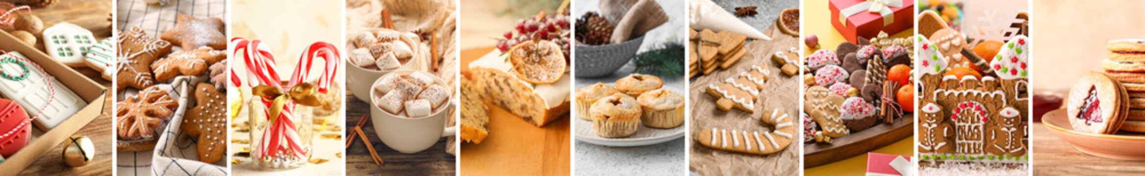 Collection Of Delicious Christmas Desserts On Table