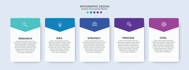 Steps business timeline process infographic template design with icons