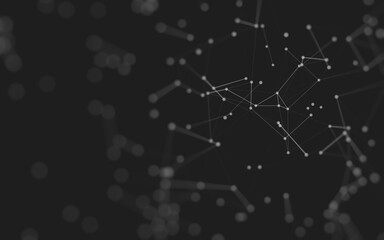 Abstract background. Molecules technology with polygonal shapes, connecting dots and lines. Connection structure. Big data visualization.