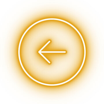 Neon Yellow Arrow Icon, Glowing Button Icon On Transparent Background