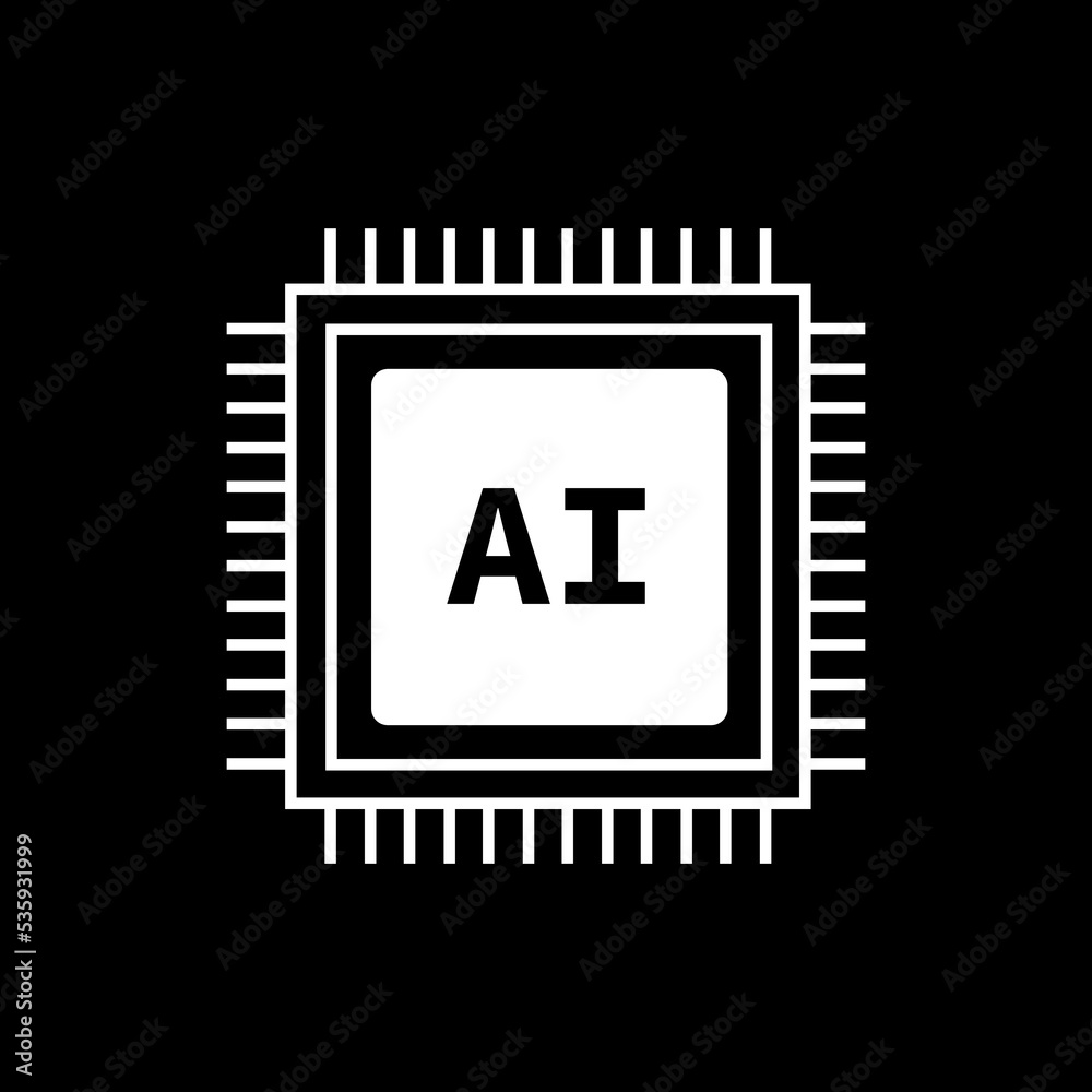 Poster Futuristic artificial intelligence design theme. Modern technology networking with ai processor foe design element