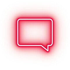 Fototapeta premium Neon red speech bubble icon, glowing message icon on transparent background