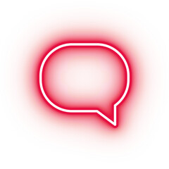 Neon red speech bubble icon, glowing speak icon on transparent background