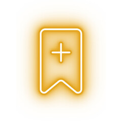 Fototapeta premium Neon yellow bookmark icon, glowing add bookmark icon on transparent background