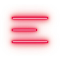 Neon red left align icon, glowing paragraph icon on transparent background