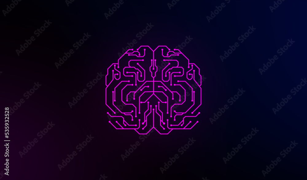 Poster Abstract futuristic background with Artificial Intelligence design theme. Modern Technology illustration for banner and poster copy space 