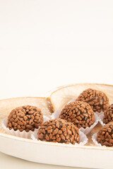 Brigadeiros, tradicional Brazilian sweet, vertical banner