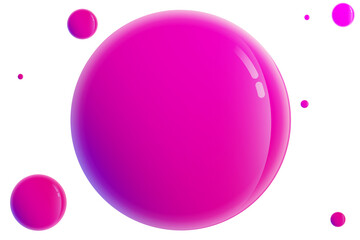 Realistic pink soap bubbles on a white isolated background.