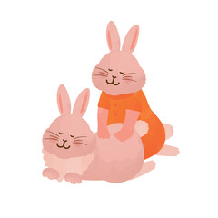 2023年賀素材　うさぎの整体師　水彩タッチ