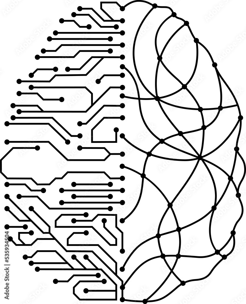 Poster - in futuristic artificial intelligence design theme. Printed circuit board outline illustration for design element