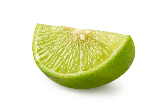 Lime slices on white background