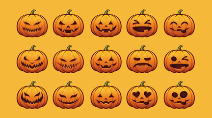 Halloween set pumpkin stickers dark 2